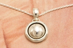 Artie Yellowhorse 3/4" Diameter Sterling Silver Shadowbox Native American Pendant